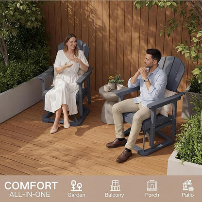 Kingdura Adirondack Swivel Glider Chair, HDPE Patio Glider Rocking Chair for Outdoor, All-Weather Glider Chair for Porch Balcony Lawn Poolside, 450LBS Capacity (Navy Blue)