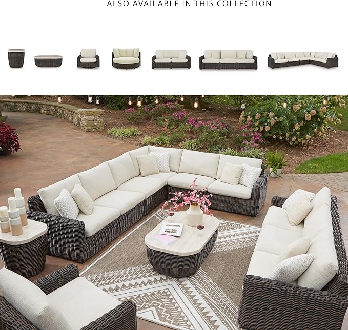 Signature Design by Ashley Kimora Cottage Faux Marble Pattern Tabletop Outdoor End Table with Pedestal Base - Photo 6