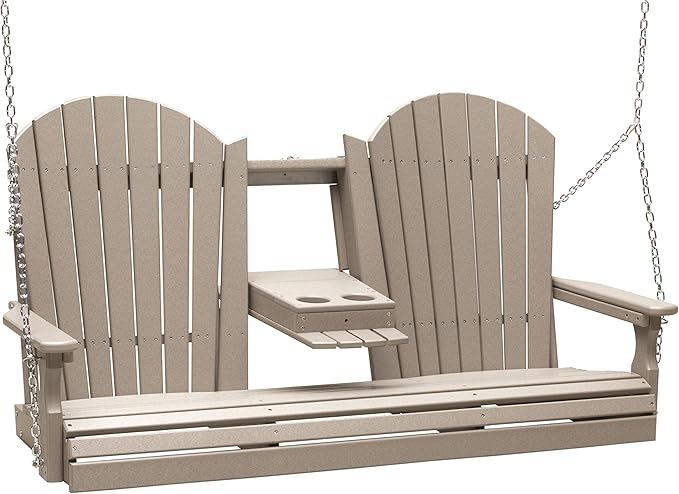 LuxCraft 5' Adirondack Hanging Porch Swing with Flip Down Console, Outdoor Patio Swing, Front Porch Swing - Photo 1