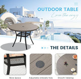 Patio Dining Table for 4, Round Metal Outdoor Table with Storage Shelf, 1.57" Umbrella Hole - Photo 5