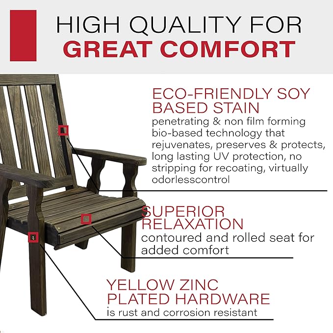 Amish Casual Heavy Duty 600 Lb High Back Mission Treated Patio Chair (Dark Walnut Stain)