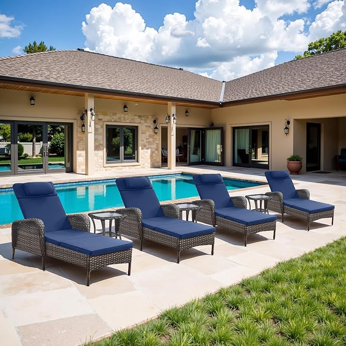 Belord Wicker Outdoor Chaise Lounge Patio Recliner - 75 Inch Adjustable Chaise Lounge with Soft Pillow Removable - Photo 2