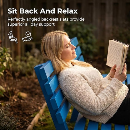 39.4" Garden Bench with backrest, Metal Bench Outdoor, Ground-Mountable, Securable Outdoor Benches, Garden & Park, Also Available in 47.2", 59", and 70.9"