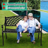 Outdoor Patio Garden Bench All-Weather Cast Aluminum Loveseats Park Yard Furniture Porch Chair Work Entryway Decor - Photo 6