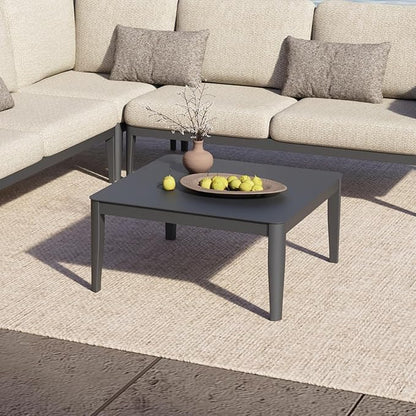 Patio Coffee Table Square Outdoor Coffee Table for Outside All-Weather Aluminum Outdoor Coffee Tables for Balcony Garden Lawn, Grey