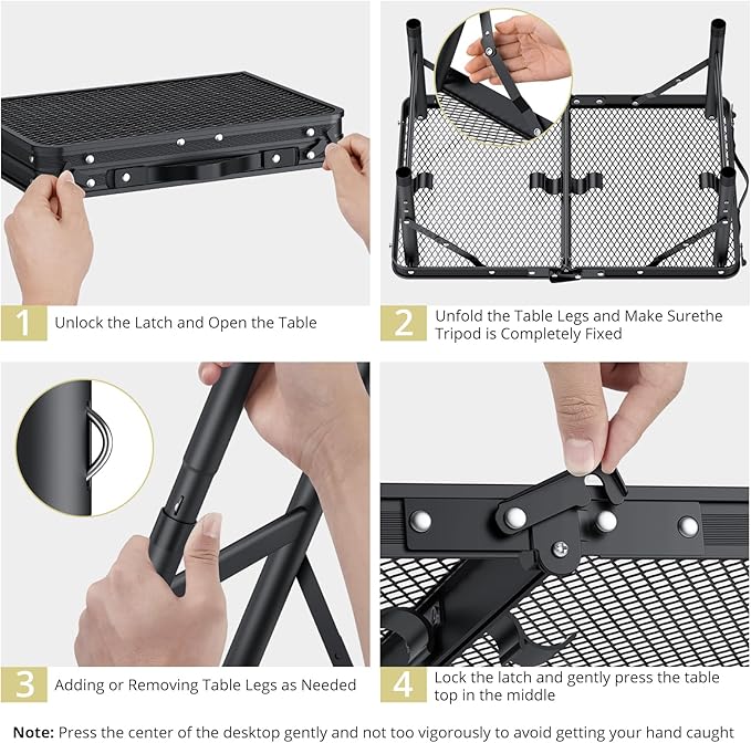 Anbte Folding Grill Table, Aluminum Camping Table Adjustable Height Max 27.5" Picnic Table Outdoor Table, Lightweight - Photo 9