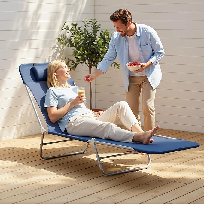 Outsunny Folding Chaise Lounge Chair, Pool Sun Tanning Chair, Outdoor Lounge Chair with Reclining Back - Photo 7