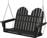 POLYWOOD® Vineyard Adirondack Chair Wood Swing, Black - Wooden Porch Swings Outdoor for Two - Photo 1