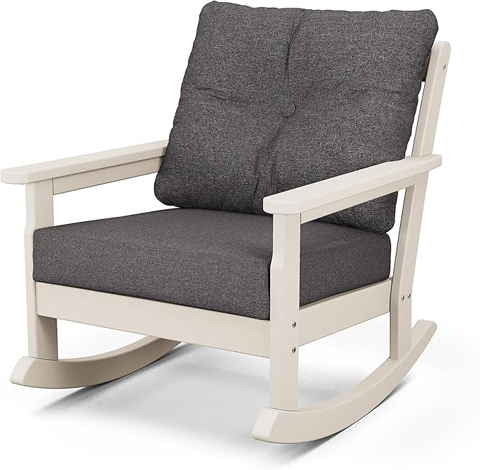 Polywood® Vineyard Rocking Chair, Sand/Ash Charcoal - Photo 1