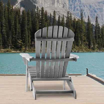 Set of 2 Cedar Wood Adirondack Chairs – Folding Outdoor Lounge Patio Chairs for Garden, Lawn & Backyard
