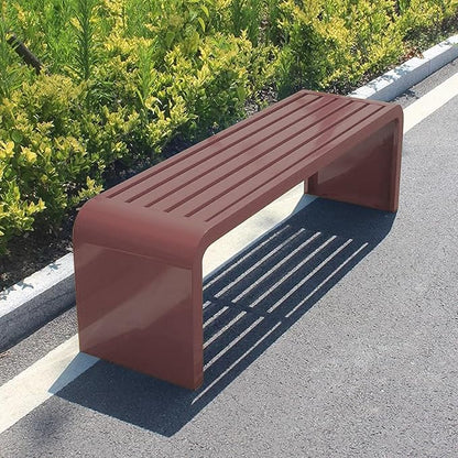 Outdoor Patio Garden Bench, Metal Garden Benches, All-Weather Outdoor Park Bench, for Garden, Balcony, Dining, Porch, Park, Outside, Load Capacity 880lbs(Brown,120cm/47.2in)