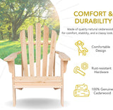 Shine Company Westport Wooden Adirondack Chair, Outdoor Patio Firepit Chairs, Back & Seat Pre-Assembled, Natural - Photo 3
