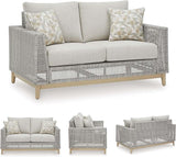Signature Design by Ashley Seton Creek Cottage Nuvella Weather Resistant Fabric Outdoor Loveseat with Cushion and 2 - Photo 7