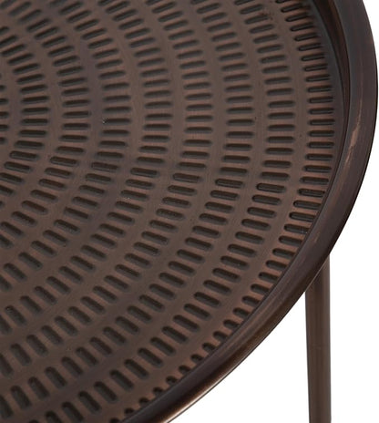 Kate and Laurel Mahdavi Modern Round Outdoor Coffee Table; 25 x 25 x 16; Bronze; Transitional Patio Coffee Table with Textured Top for Outdoor Furniture Decor