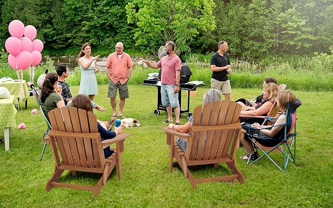 Oversized Wooden Folding Adirondack Chair with Pre-Assembled Backrest and Seat Board - Photo 9