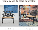HOMEFUN Outdoor Bench with Cushion - Patio Garden Benches Metal Loveseat Butterfly Cast-Aluminum Outside Furniture for - Photo 3