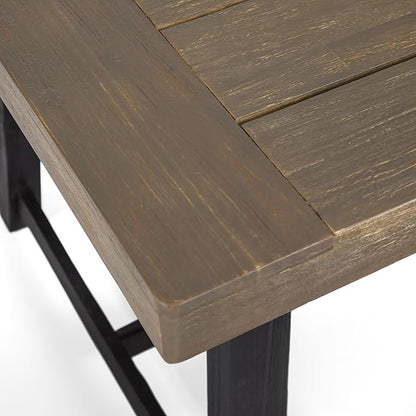 Merax Acacia Wood Outdoor Benches, 63" Rustic Patio Bench with Sandblast Gray Finish and H-Stretcher Design, Solid Hardwood Garden Bench for Dining, Porch, Fire Pit, Grey