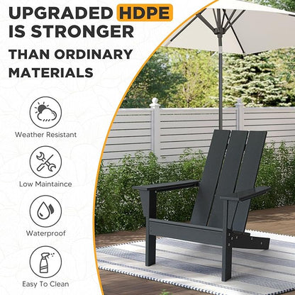 PROHIKER Adirondack Chair, HDPE Patio Chair, All Weather Outdoor Chairs for Lawn Garden Porch Backyard(Black)