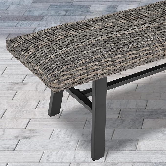 Ulax furniture Outdoor/Indoor Bench, Outdoor Dining Bench, All Weather Wicker Patio Seating for Garden, Porch, Backyard