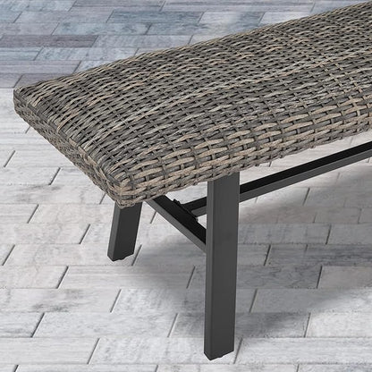 Ulax furniture Outdoor/Indoor Bench, Outdoor Dining Bench, All Weather Wicker Patio Seating for Garden, Porch, Backyard