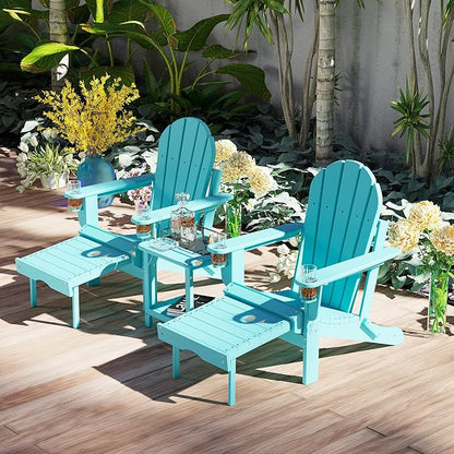 Sundale Outdoor 18" Small Side Table, Patio HDPE All Weather Small Adirondack End Table Water Resistant 2 Tier Rectangular Outside Table for Pool, Garden, Beach, Turquoise