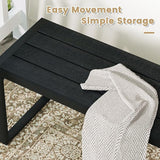 VICLLAX 3-Person Outdoor Bench 53" Long Garden Bench Metal Frame Backless Porch Patio Bench, Black - Photo 4