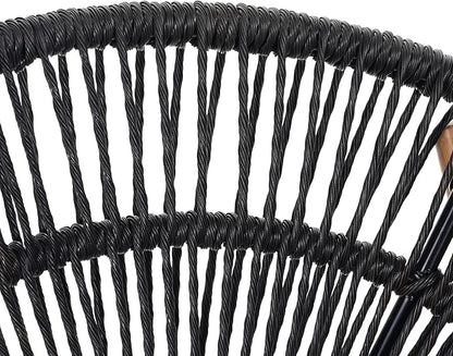 Merax Outdoor Wicker Papasan Chair, Rattan Patio Papasan Egg Lounge Chair with Cozy Cushion, Low Seat Round Chair for Backyard Balcony Garden Poolside, Sunroom Furniture, Easy Assembly, Grey