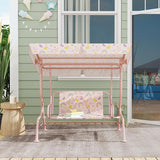Qaba Kids Patio Swing, 2-Seater Outdoor Porch Swing Chair with Adjustable Canopy, Safety Belt - Photo 8