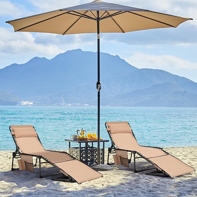 Yaheetech 22.4" Tanning Chair with Face Hole, Adjustable 5-Position Folding Chaise Lounge Chairs - Photo 2