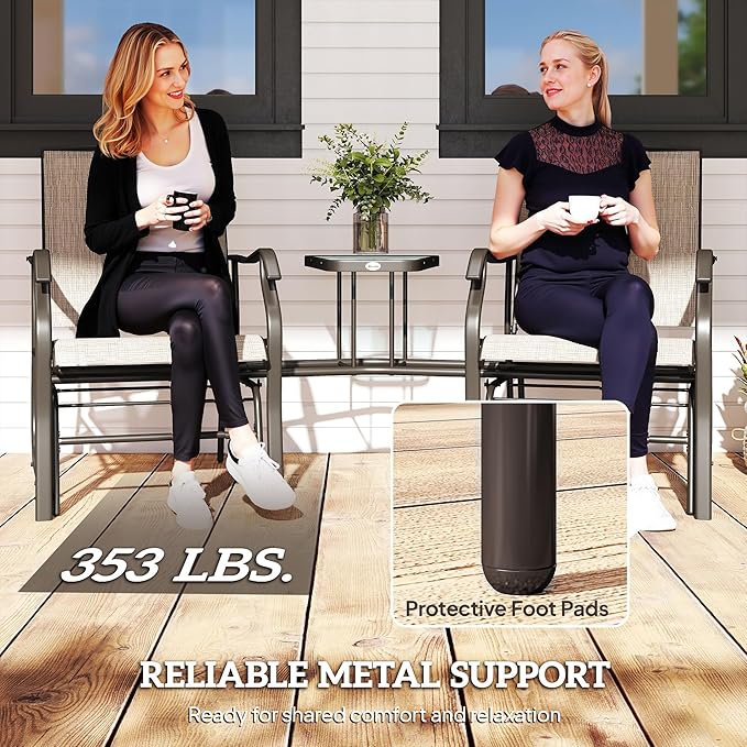 Outsunny Outdoor Glider Chairs with Coffee Table - Photo 7