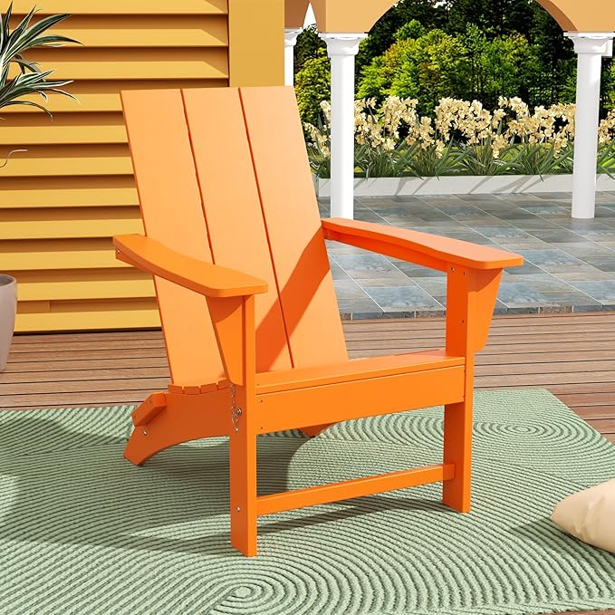 WestinTrends Ashore Modern Outdoor Folding Adirondack Chair, Orange