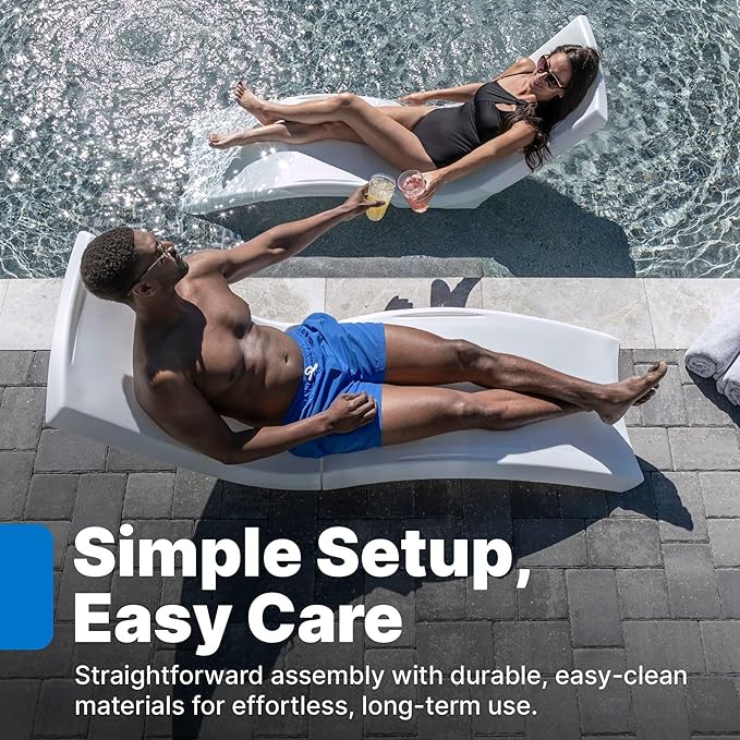 Step2 Vero Pool Lounger, Fade-Resistant, Waterproof Patio Furniture, Pool Lounge Chair for Sun Shelf, Use in Pools with Shelves Up to 12-Inches Deep or Outside Pool Deck, Weighted, White
