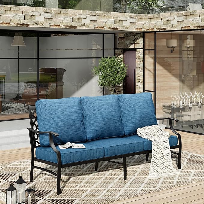 HERA'S HOUSE Patio Furniture Sofa, All-Weather Outdoor 3 Seats Couch - Photo 8