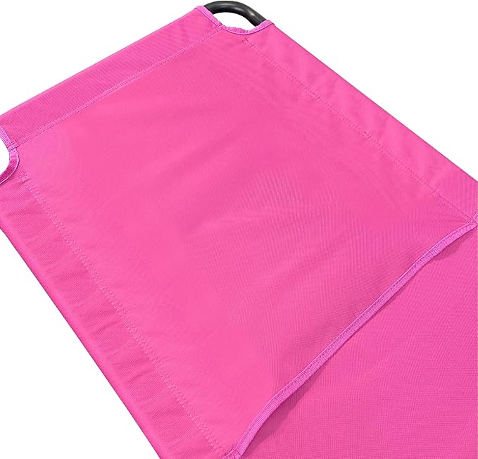 EASYGO PRODUCTS Lawn Chair Chaise Lounge 2 Legs Support Polyester Material Reclining Backrest Head Rest Pillow Great for Beach, Home, Backyard, Outdoor, Patio, Pool, Camping, Lawn or Deck Color Pink