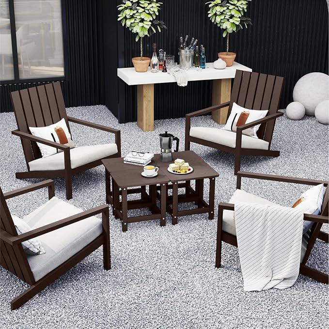 Weatherproof Outdoor Side Table, HDPE Small Outdoor Table for Adirondack, 16.6-Inch Patio Square End Tables for Garden - Photo 8