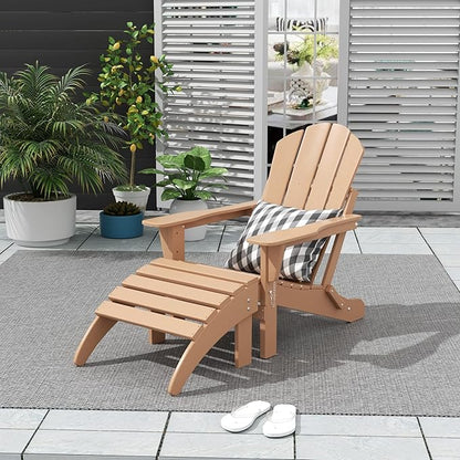 WO Home Furniture Adirondack Chair Outdoor Ottoman Set of 2 PCS Classic Patio Furniture (Teak)