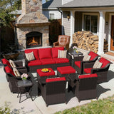 11 Pieces Patio Conversation Furniture Set - 1 Sofa, 2 Ottoman, 2 Armchairs, 4 Swivel Chairs, 2 Side Tables - Photo 6
