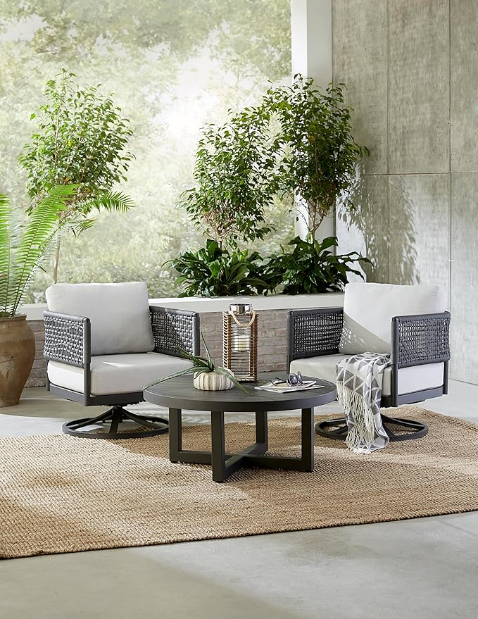 IC INTERNATIONAL CONCEPTS Outdoor Aluminum Patio Coffee Table - Charcoal