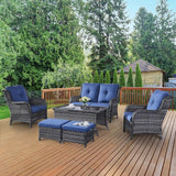 Belord 6 Pieces Patio Furniture Set Outdoor Wicker Furniture, 2 Patio Wicker Chairs with 1 Loveseat Sofa - Photo 9