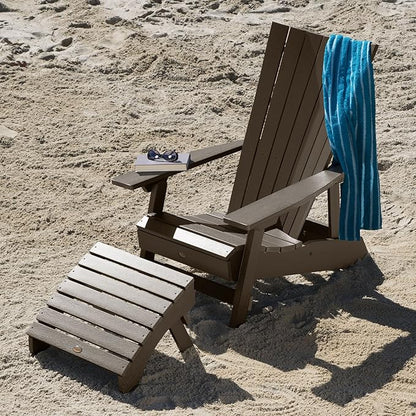 Highwood AD-KITADRI1-ACE Manhattan Beach Adirondack Chair with Ottoman, Weathered Acorn