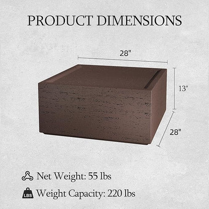 UPHA 28" Square Outdoor Coffee Table, Modern Hollow Concrete Patio Table, Small Minimalist Low Accent Table for Living Room, Balcony, Deck, Backyard, Rust Red