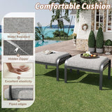 HOMREST Metal Outdoor Ottoman, 2-Piece Aluminum Footstool w/Removable Cushion - Photo 4