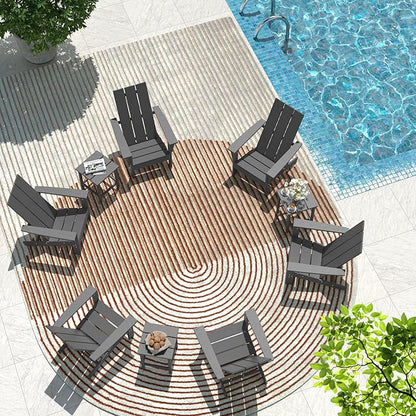 9 Pieces Adirondack Chair Set Outdoor Adirondack Chair Plastic HDPE All-Weather Adirondack Chairs Outdoor Fire Pit Chairs with Table for Deck Patio Garden（Grey）