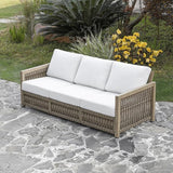3 Seats Outdoor Sofa, Aluminum Patio Sofas Couch with Thick Cushions, Never-Rust 3-Seater Rope Weave Outside Patio Couch - Photo 4