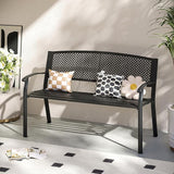 VICLLAX 50” Outdoor Garden Bench with Armrests and Backrest, Waterproof Patio Metal Bench for Park, Porch, Backyard - Photo 1