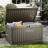 YITAHOME 90 Gallon Large Deck Box, Double-Wall Resin Outdoor Storage Boxes, Deck Storage for Patio Furniture, Cushions - Photo 6