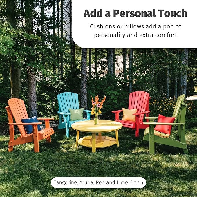 LuxCraft Plastic Poly Deluxe Adirondack Chair, Outdoor Patio Chair for Lawn and Garden - Amish Made in USA (Coastal Gray & Black)