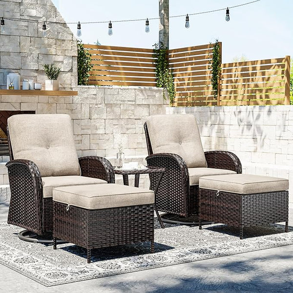 Joyside Wicker Patio Furniture Set, 5 Piece Outdoor Furniture Set with Thickened Cushions, High Back, Deep Seating - Photo 1