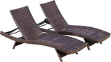 Christopher Knight Home Salem Outdoor Wicker Adjustable Chaise Lounge Chair, 2-Pcs Set, Multibrown - Photo 1