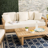 SAFAVIEH Couture Outdoor Collection Montford Beige 3-Seat Bench Casing Upholstery Removable Cover Fabric - Photo 2